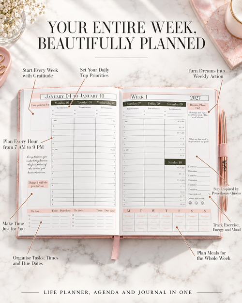 PRE-ORDER + FREE PEN UNTIL 31TH OCT | 2027 Life Planner, Agenda and Journal in one